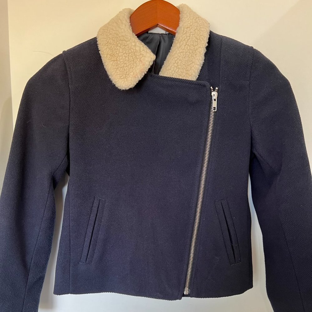 Kin by John Lewis Navy with Faux Fur Collar Jacket